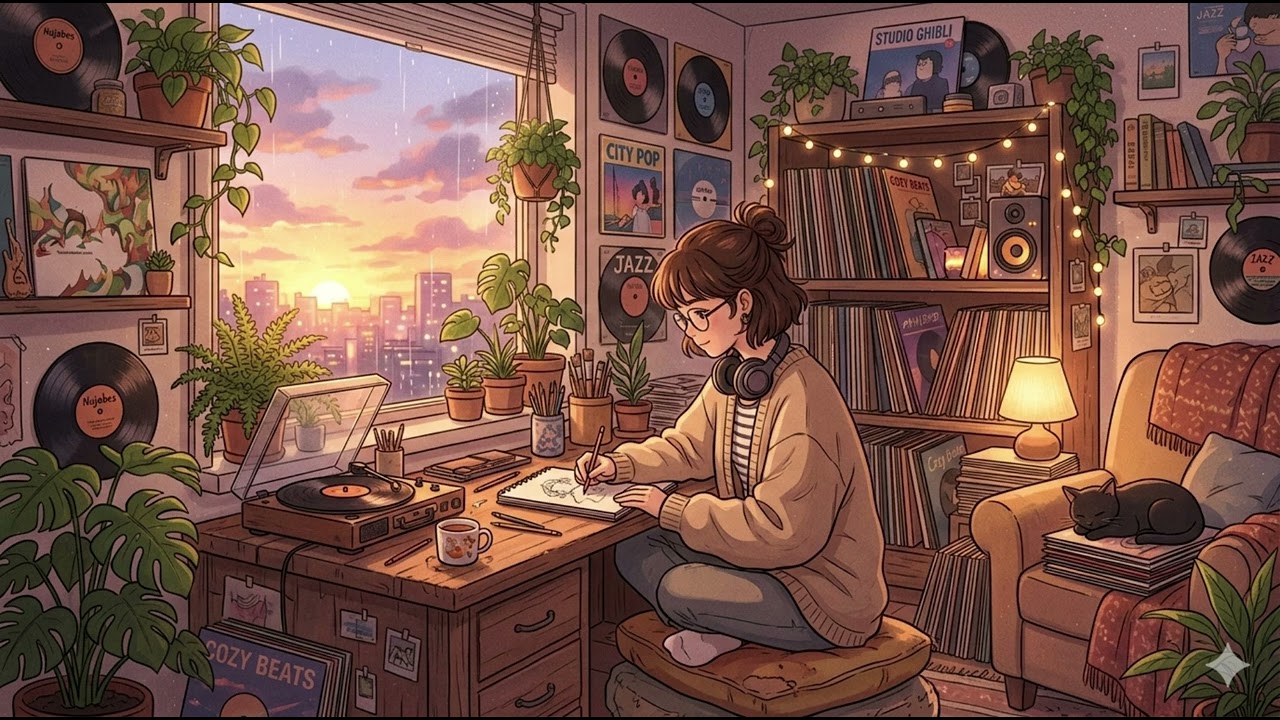 Lo Fi Sunset Chillmix, work study relax