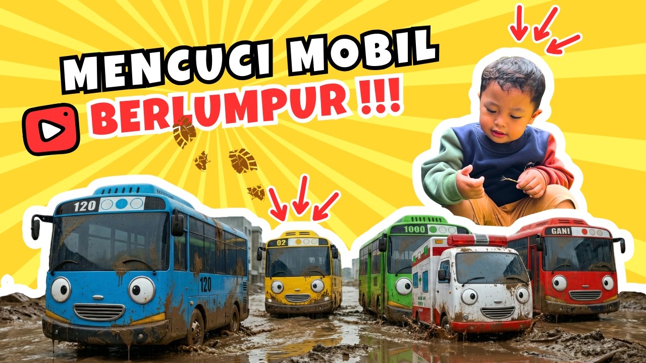 Mencuci Mobil-Mobilan Berlumpur: Tayo, Polisi & Ambulans 🚑🚚
