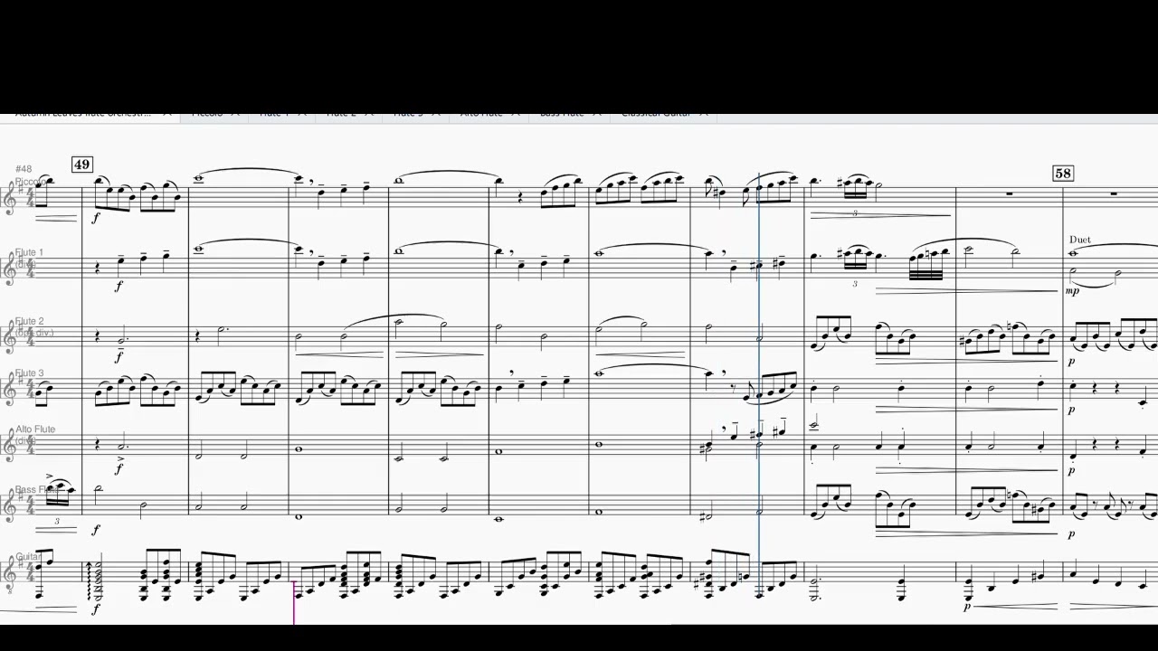 Autumn Leaves for Flute Orchestra and Guitar- Arranged Rick Maycroft