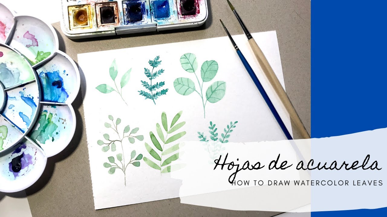 Hojas de acuarela - Seis maneras muy sencillas de dibujar hojitas
