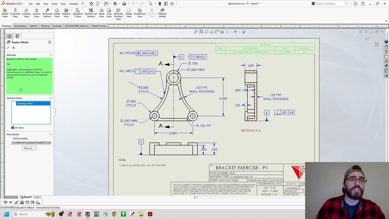 SolidWorks: Re-Linking and Updating 2D Drawings using Model Replace