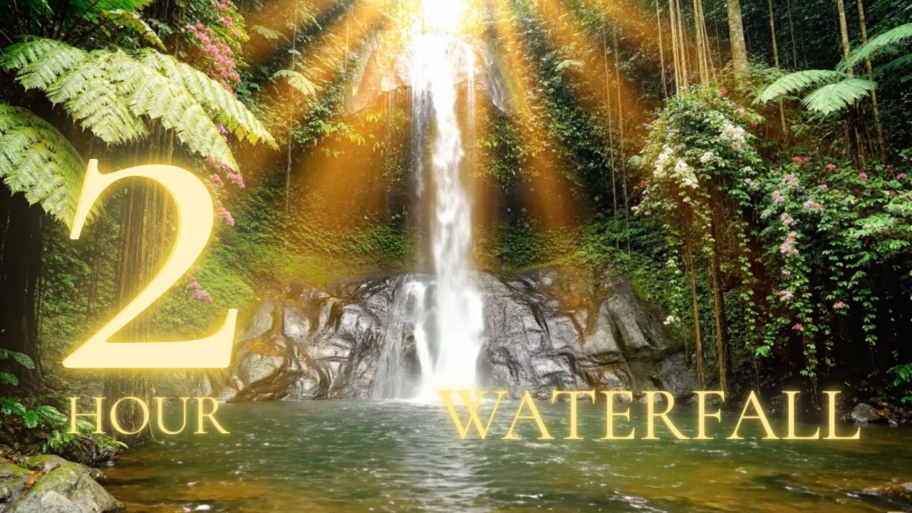 Tropical Waterfall — Water Sounds for Study & Relaxation | 2 Hours