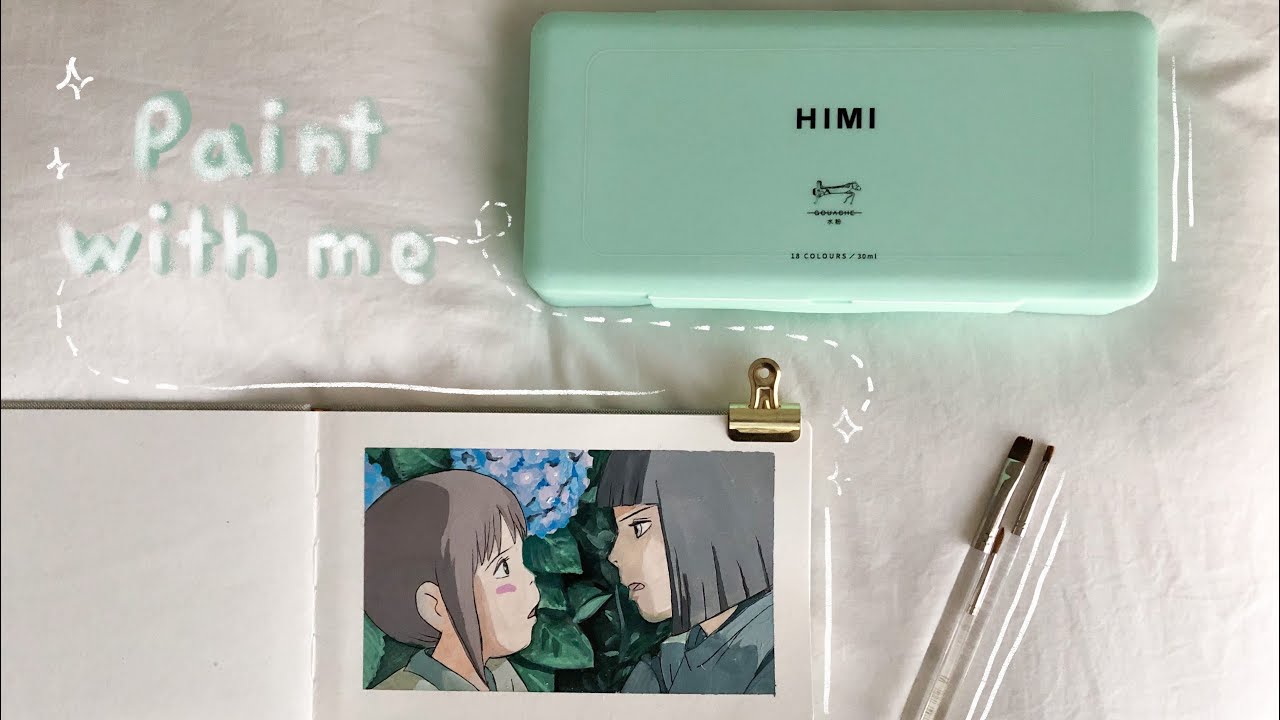🌱Studio Ghibli Scene 。Unboxing 。 سكتش بوك جديد  。تجربة ألوان  جيلي جواش