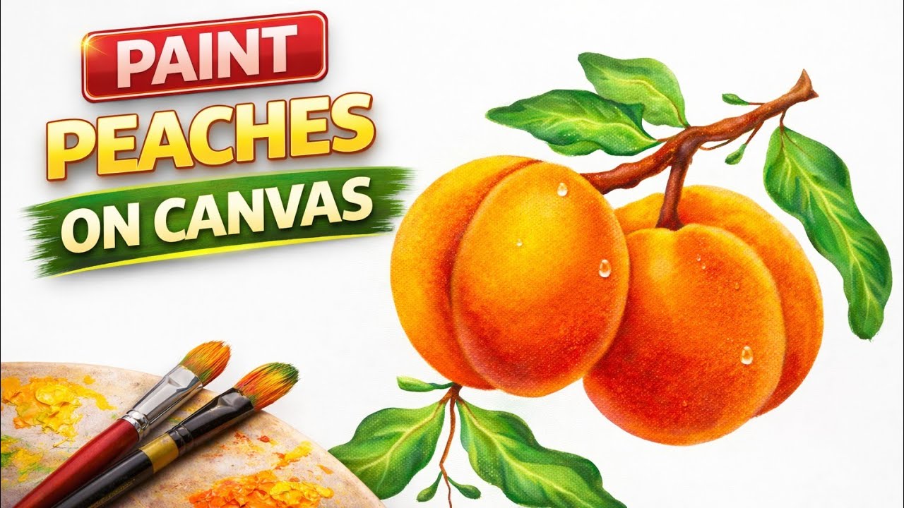 Learn To Paint Realistic Peaches | Easy Acrylic painting Tutorial For Beginners By Vanishree Art
