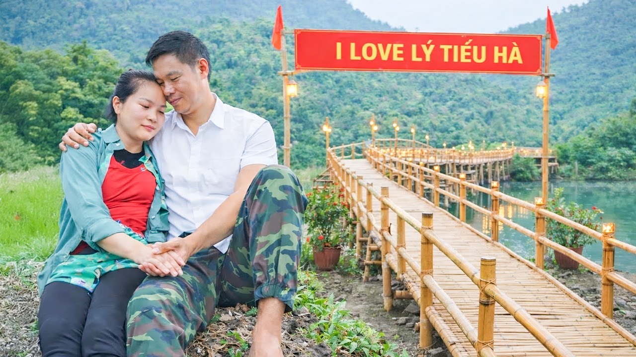 Building a Bamboo Bridge As a Gift for My Wife - A Testament to Family Love  | Ly Tieu Ha's husband