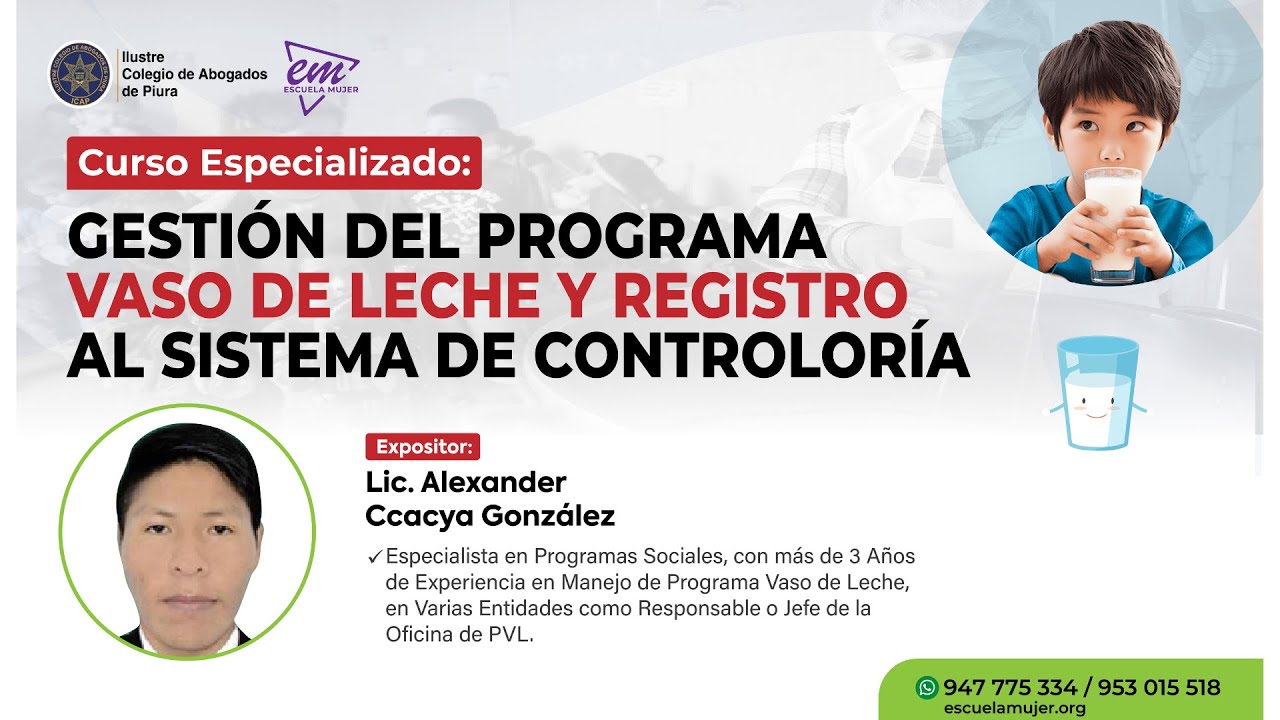 GESTIÓN DEL PROGRAMA VASO DE LECHE Y REGISTRO AL SISTEMA DE CONTROLORÍA