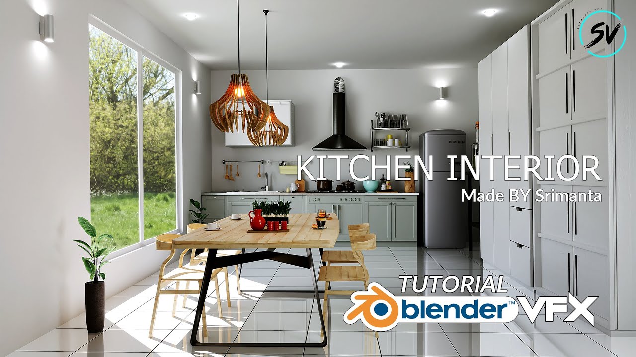 How to make Kitchen Interior Modeling in Blender, in 20 minutes