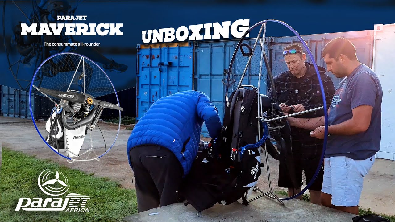 Unpacking a new Parajet Maverick with a new pilot taking his first Paramotor flight