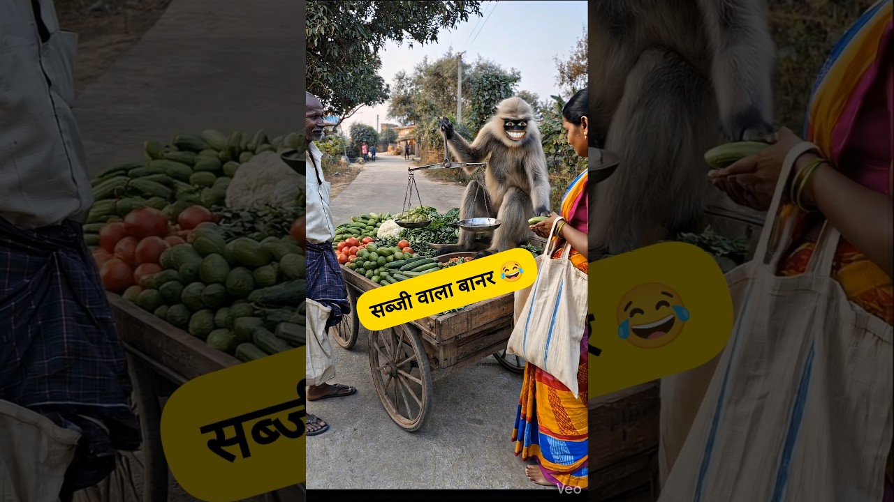 सब्ज़ी वाला बानर 🐒😂 
