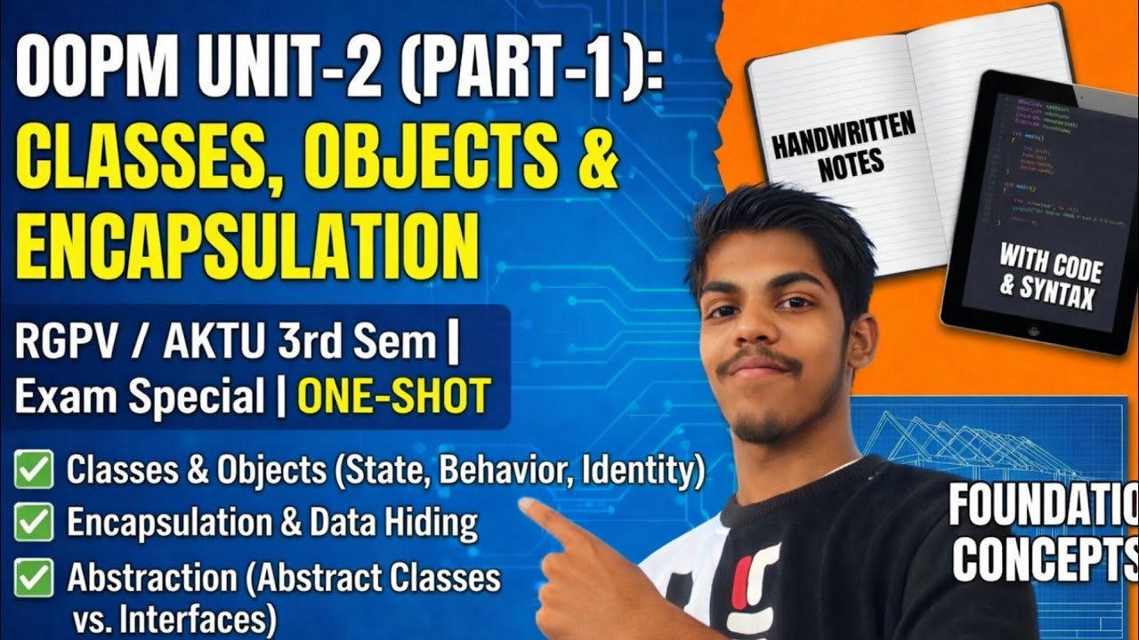 Classes, Objects, Encapsulation & Abstraction OOPM  RGPV ONE-SHOT Unit-2(Part-1) | IMP QUESTION EXAM