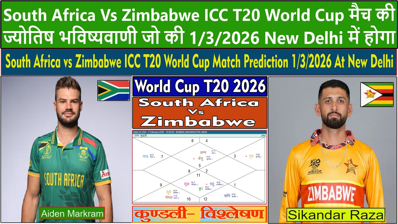 South Africa vs Zimbabwe ICC T20 World Cup Match Prediction 1/3/2026 At New Delhi. SA Vs ZIM Dream11
