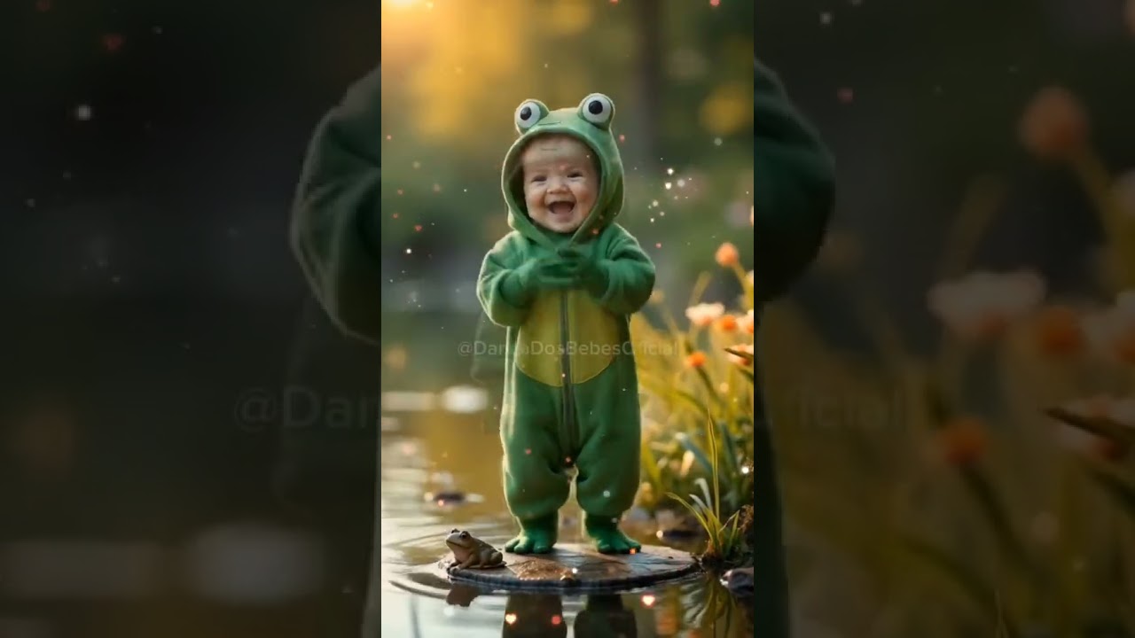 Beb&ecirc; sapo dan&ccedil;ando forr&oacute; na lagoa 🐸 | Funny frog baby dance | Cute baby #forr&oacute; #babydance