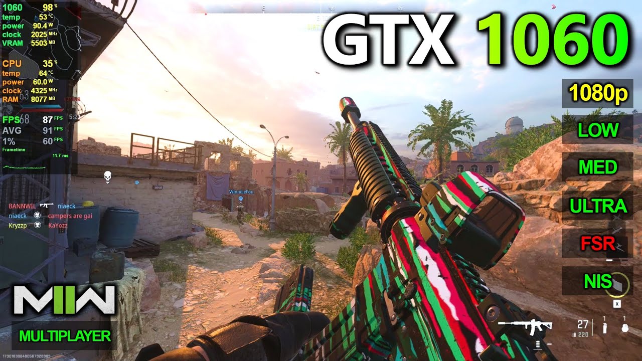 GTX 1060 | COD Modern Warfare 2 - 1080p - Low, Medium, Ultra - FSR, NIS