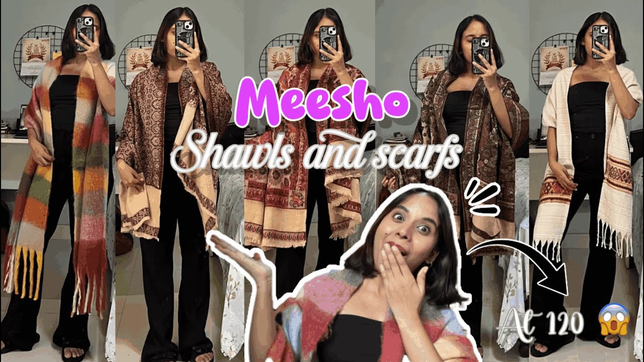 🧣 Meesho shawls & scarves haul | 6 affordable winter essentials under ₹500! ❄️