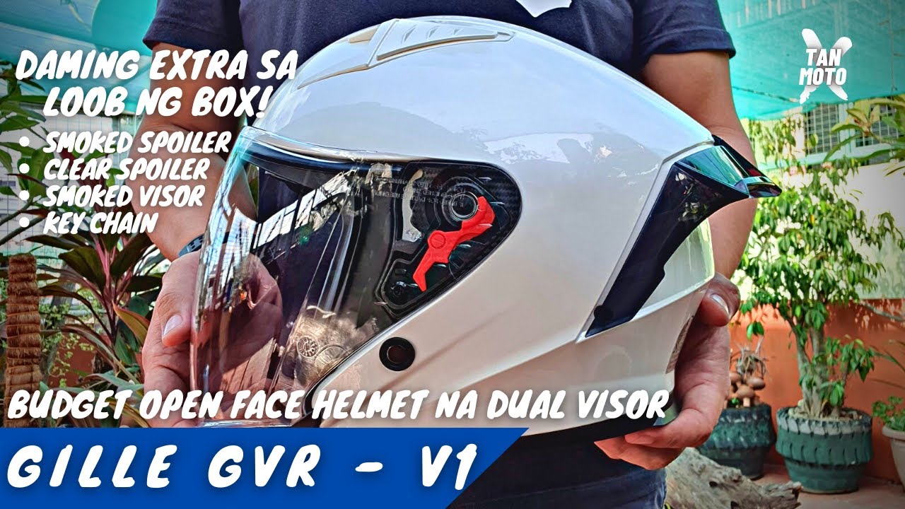 GILLE GVR - V1 Dual Visor Open Face Helmet - Unboxing  - Quick Look - Spoiler Installation