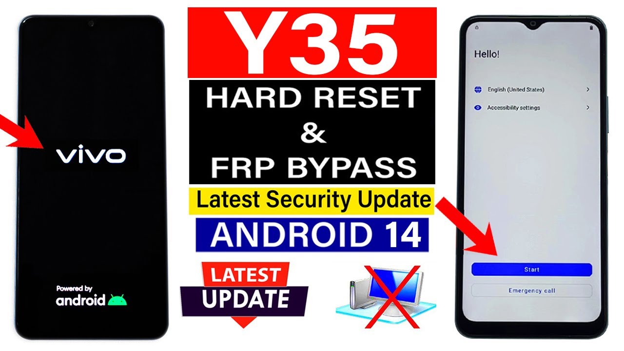 Vivo Y35 Android 14 : Hard Reset & FRP Bypass - (Without Computer)