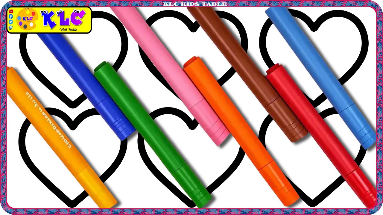 Heart Drawing and Marker Rainbow Coloring With Fun✨| Fun Sparkly Art for Kids|KLC KIDS TABLE❤️💖