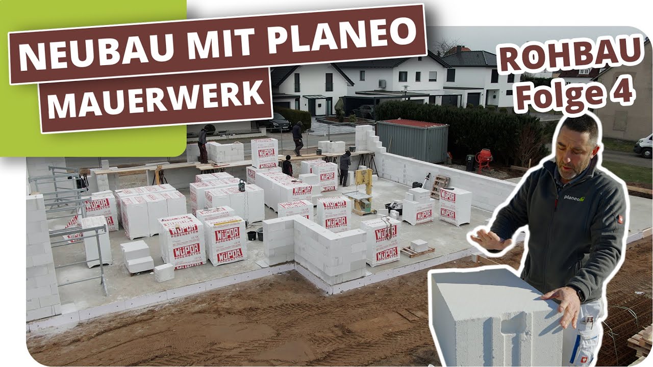 Mauerwerk - Die 1.  Reihe ausrichten und Außenwände mauern #4