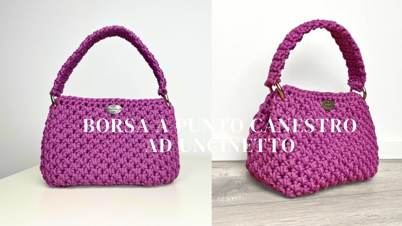 Tutorial Borsa facile fatta a mano ad uncinetto a punto canestro - easy crochet bag