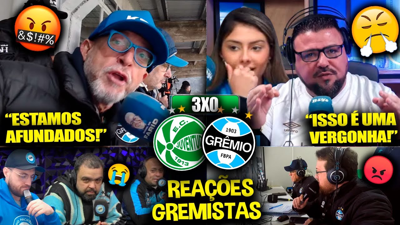 REA&Ccedil;&Otilde;ES dos GREMISTAS FURIOSOS com a DERROTA - JUVENTUDE 3X0 GR&Ecirc;MIO [REACT BRASILEIR&Atilde;O 2024]