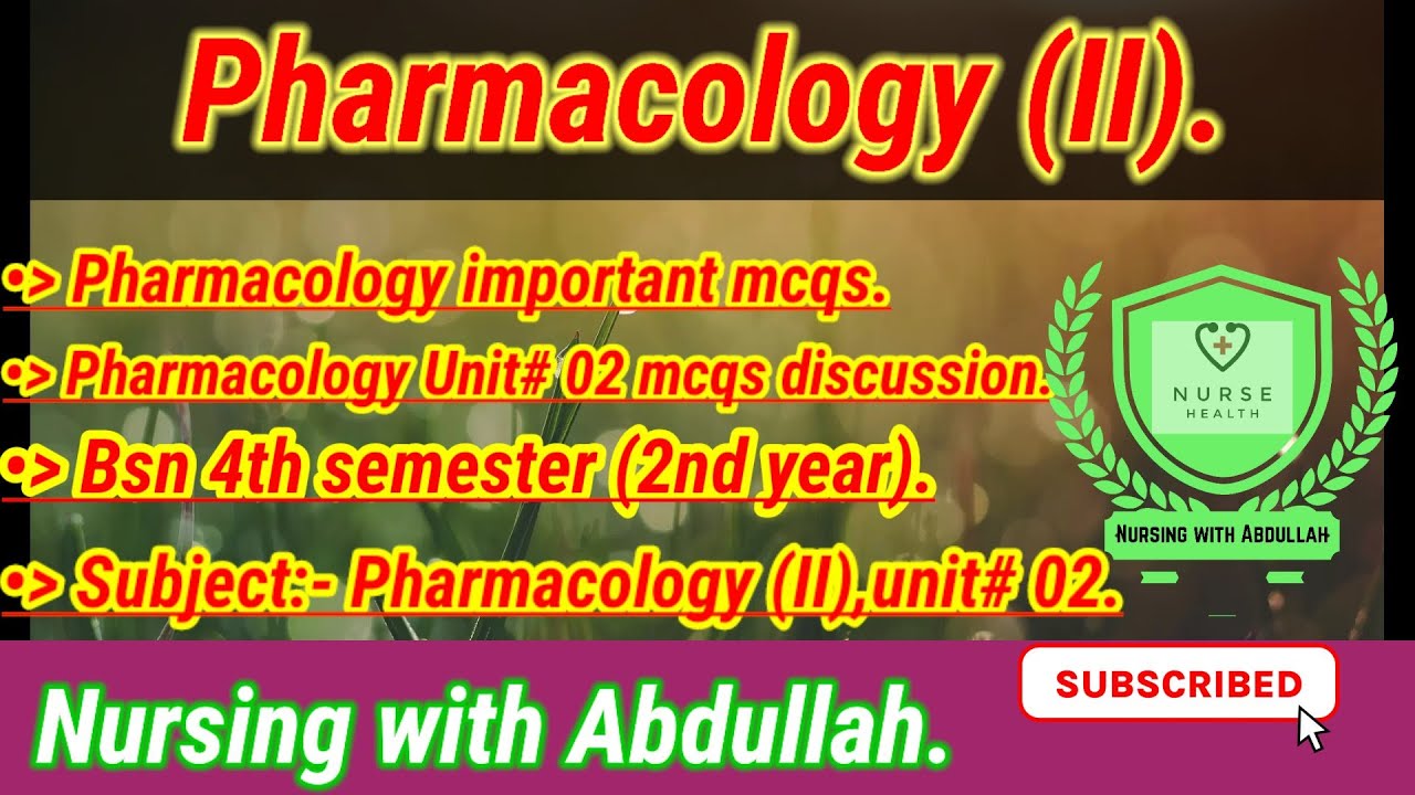 Pharmacology Unit 2 important mcqs in urdu|Bsn 4th semester,Unit#2 important mcqs|Pharmacology mcqs|