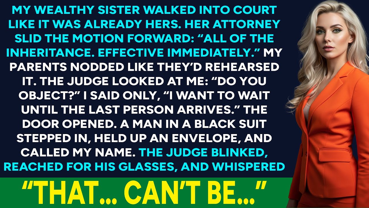 My Wealthy Sister Demanded My Inheritance in Court—Then a Man in a Black Suit Walked In and…
