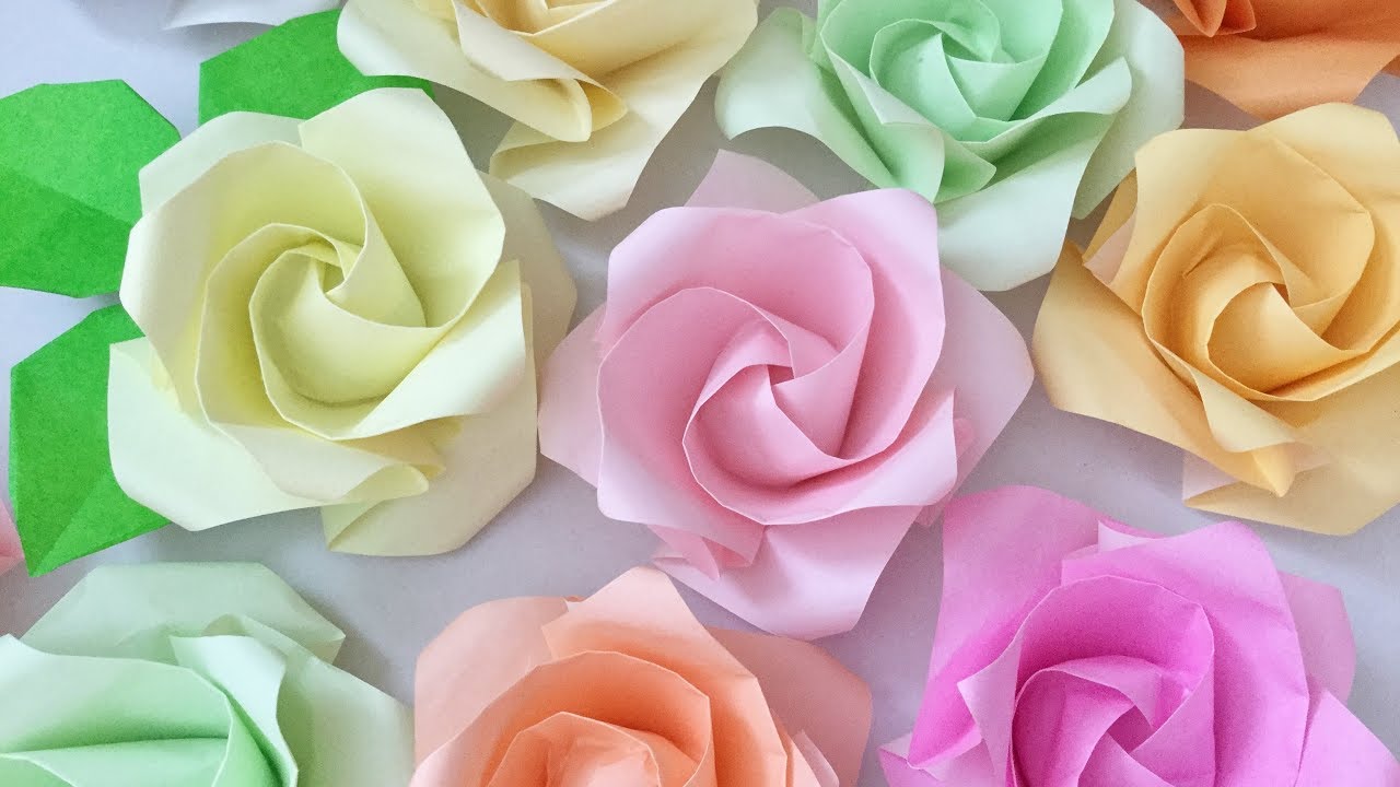 【折り紙】［難］×2   「1分ローズを折ってみた」【Origami】1minute Rose