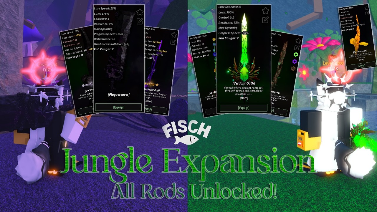 [Fisch] Exploring New Jungle Expansion Update & Obtaining All New Rods