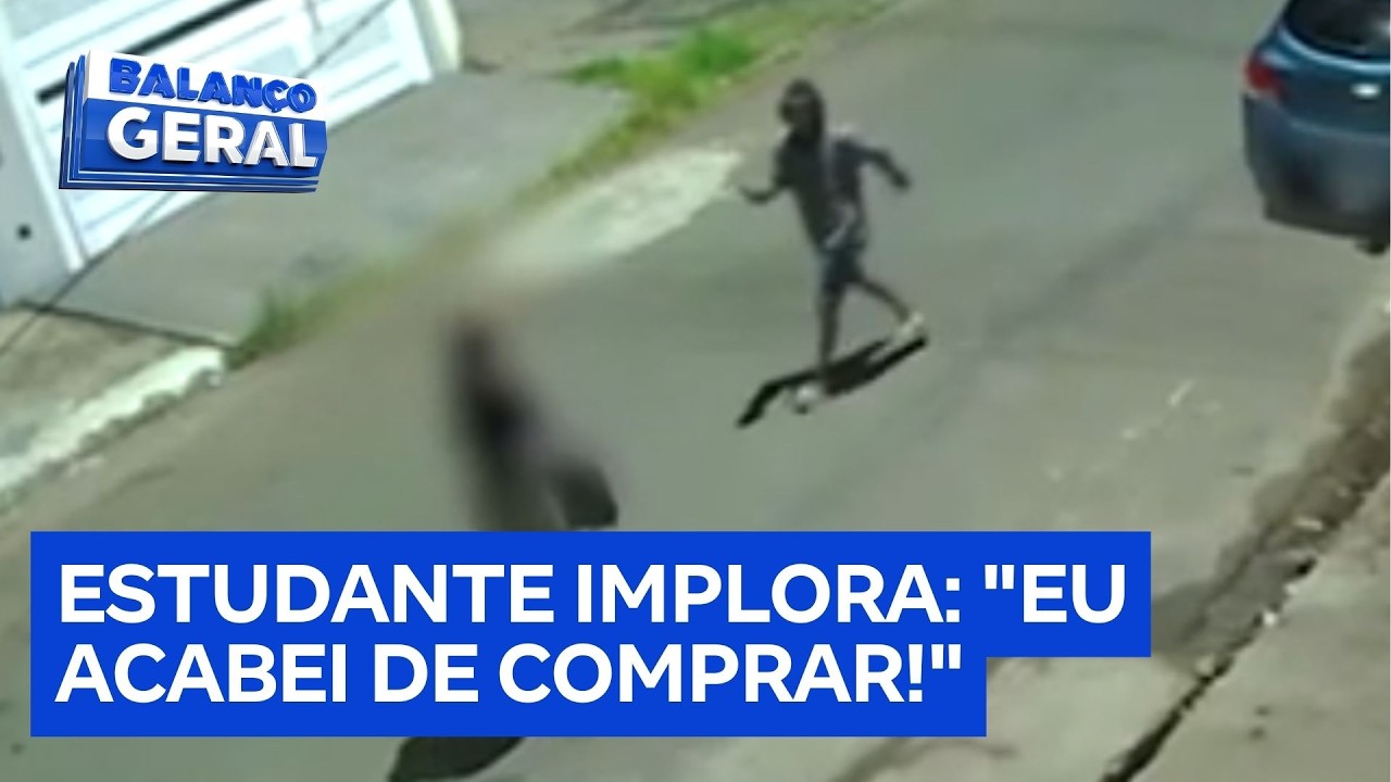 Câmera registra momento em que jovem tenta comover assaltante durante roubo