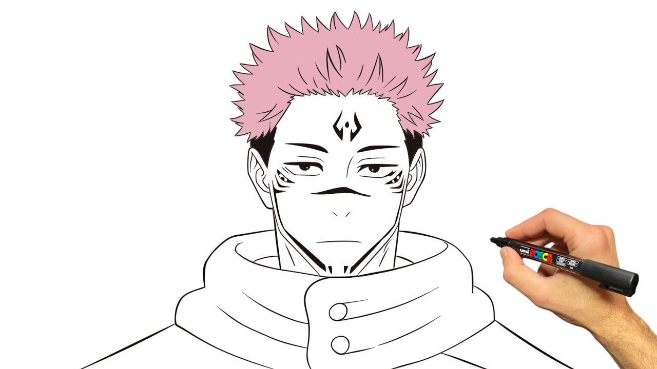 How to Draw Sukuna (Bored Expression) | Line-by-Line Anime Drawing Tutorial