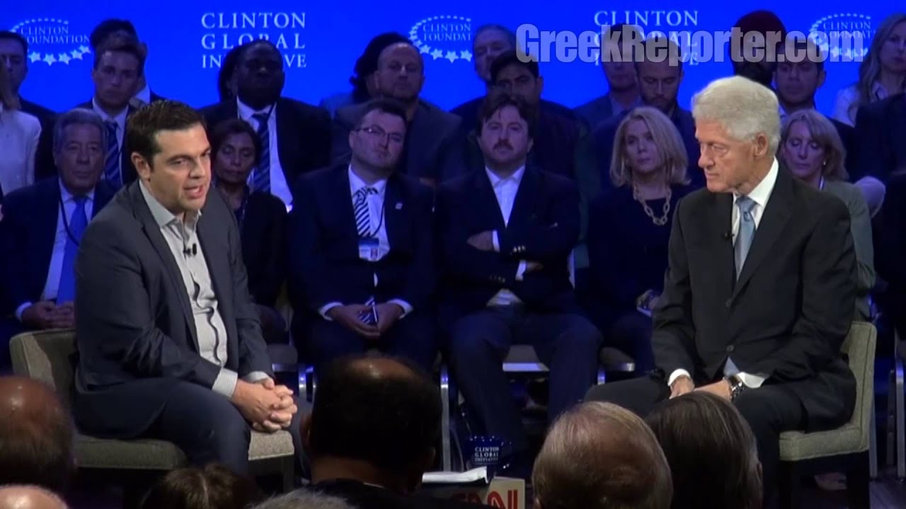 Алексис Ципрас и Билл Клинтон о Греции на выставке CGI 2015: видео в формате Full HD