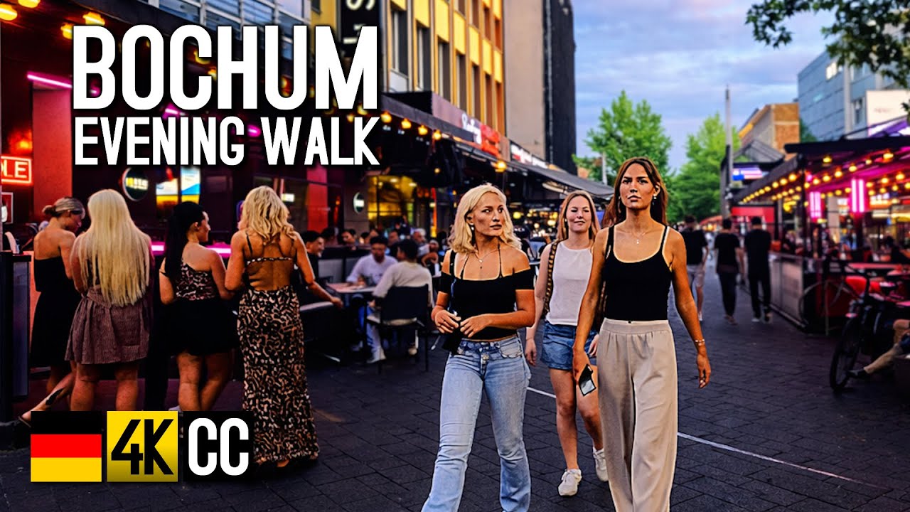 Bochum at Night – City Lights Walk in the Bermuda3Eck | 4K Urban Stroll