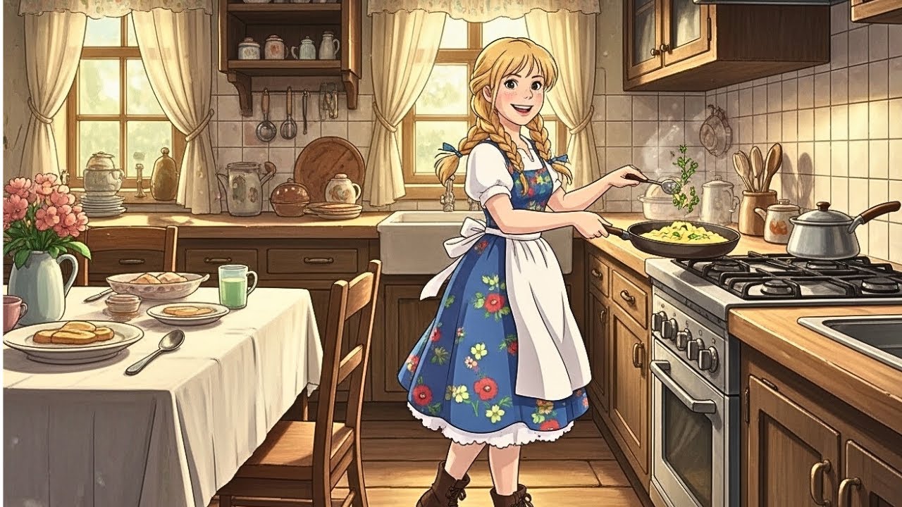 Cozy Life of a Mountain Girl - A Peaceful Day in the Swiss Alps | Studio Ghibli Style