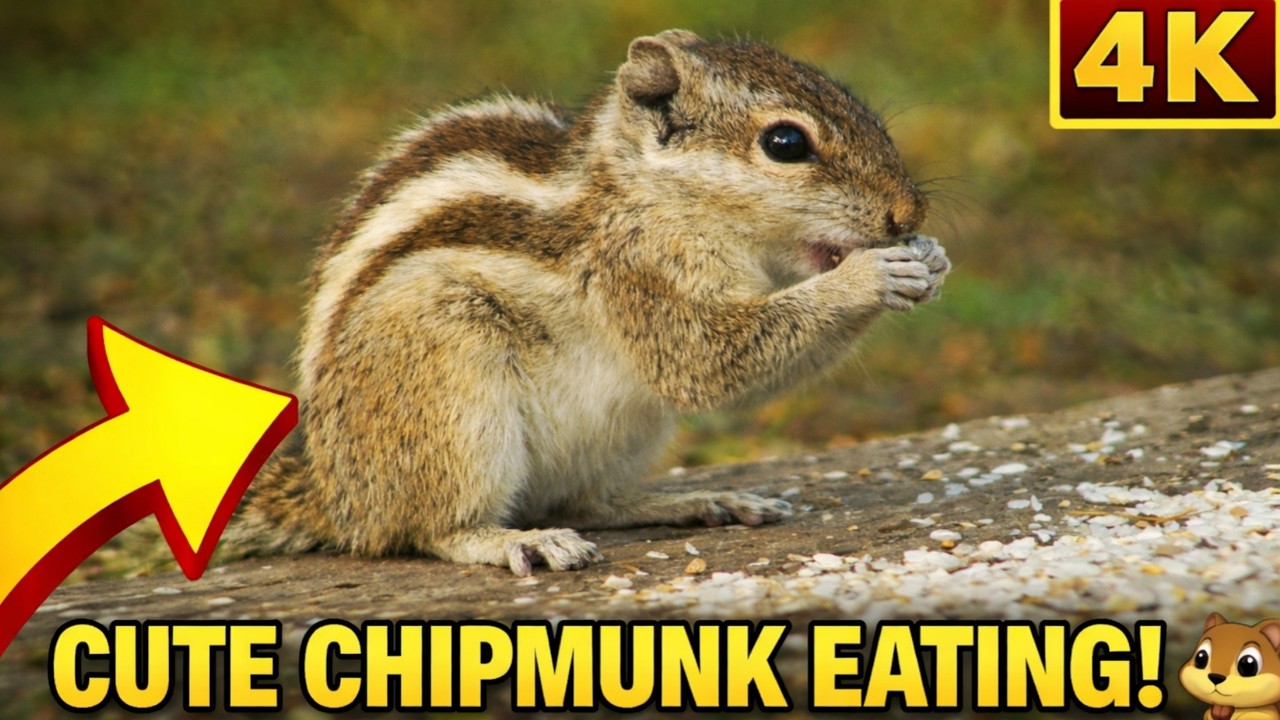 Cute Chipmunk Eating Close-Up 🐿️ | Relaxing Wildlife Nature Video in 4K