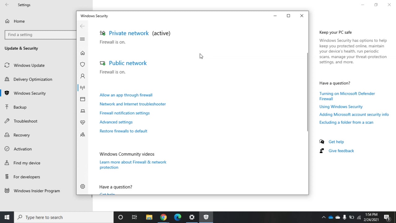 Настройка брандмауэра Защитника Windows