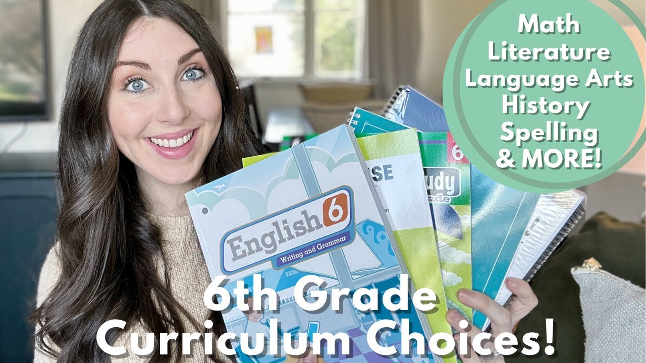 6th grade homeschool curriculum choices - English, literature, math, history, typing, and spelling