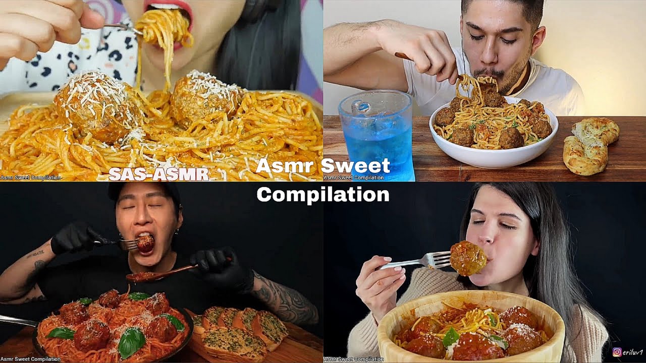 ASMR SPAGHETTI MEATBALLS Compilation | No Talking | Only Bits | ASMR Mukbang | ASMR Food