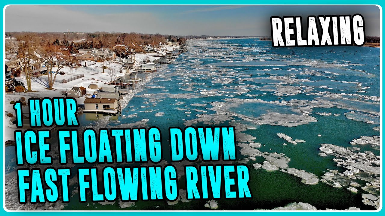 40 minutes of RELAXING NATURE | ICE FLOWING down a Beautiful River in Michigan