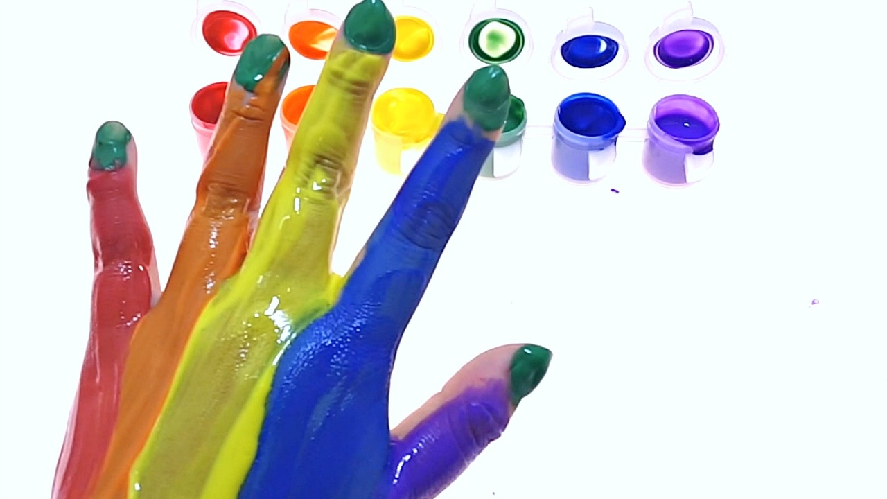 Color Hand Teaches Colors - Body Paint Finger Family Song for Babies and Toddlers to Learn Colours