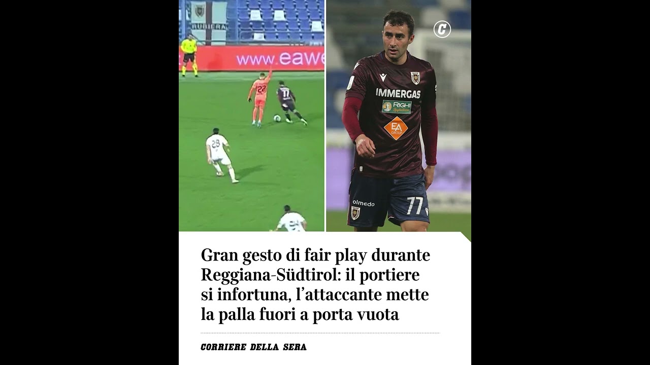 Grande fair-play durante Reggiana-Südtirol: portiere si infortuna, attaccante ferma il gioco #shorts
