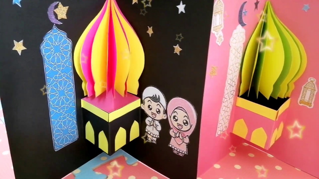 TUTORIAL MEMBUAT KARTU LEBARAN POP UP MASJID