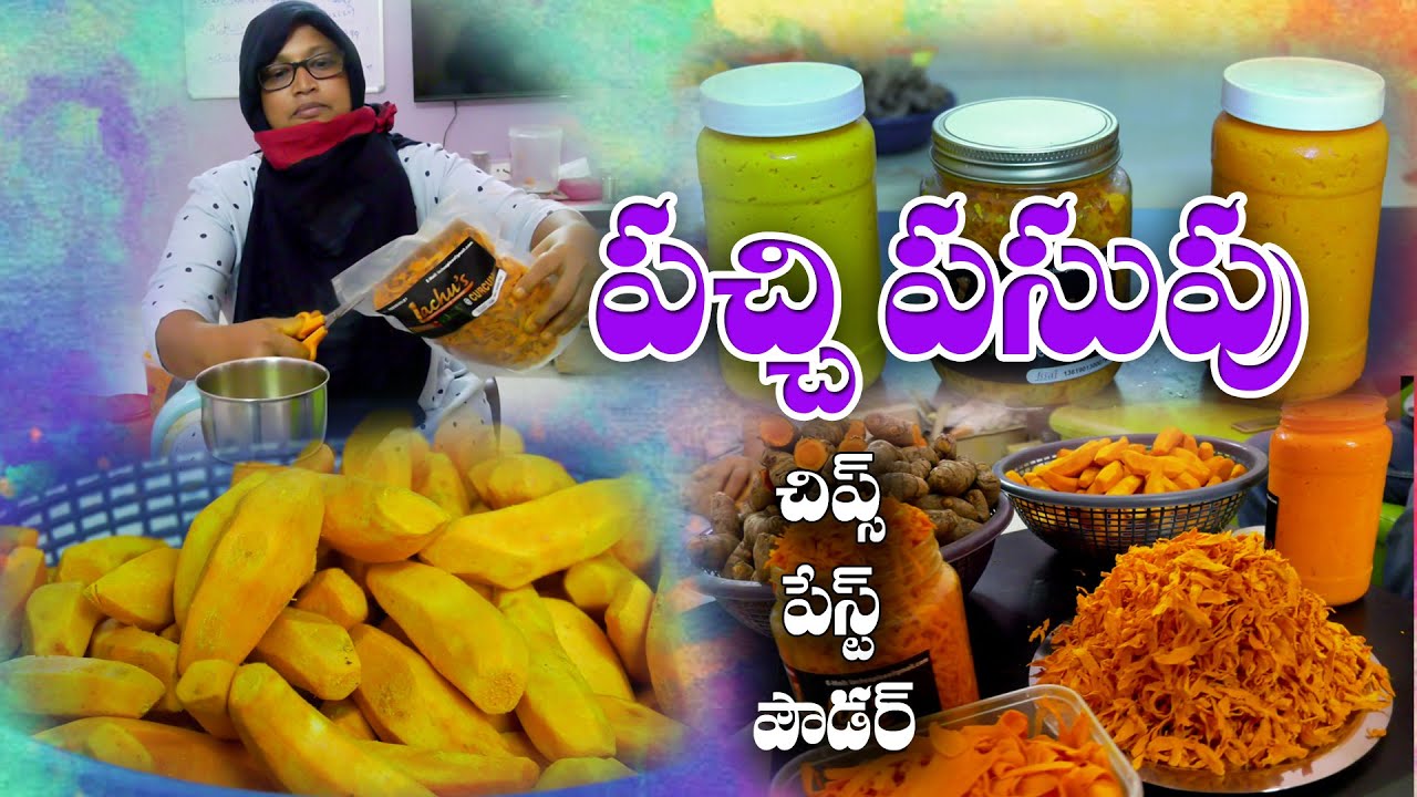 పచ్చి పసుపు - చిప్స్ - పేస్ట్ - పౌడర్ || Wet Turmeric Products - Processing || Lakshmi