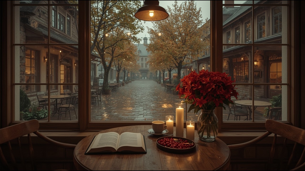 Cozy Jazz Coffee Shop & Heavy Street Rainy ☕ Rain Sounds & Crackling Fireplace for Work,Focus