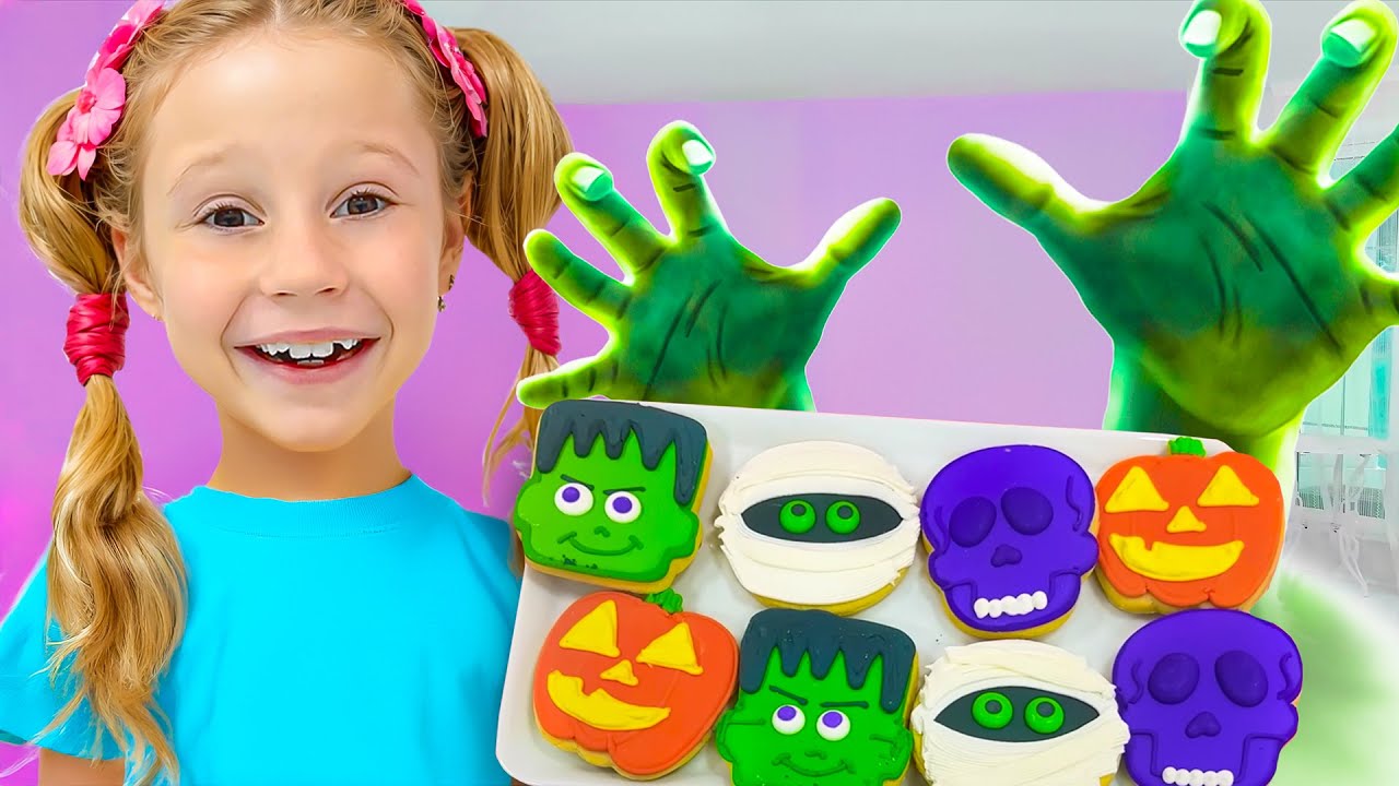 Nastya and trick or treating on Halloween