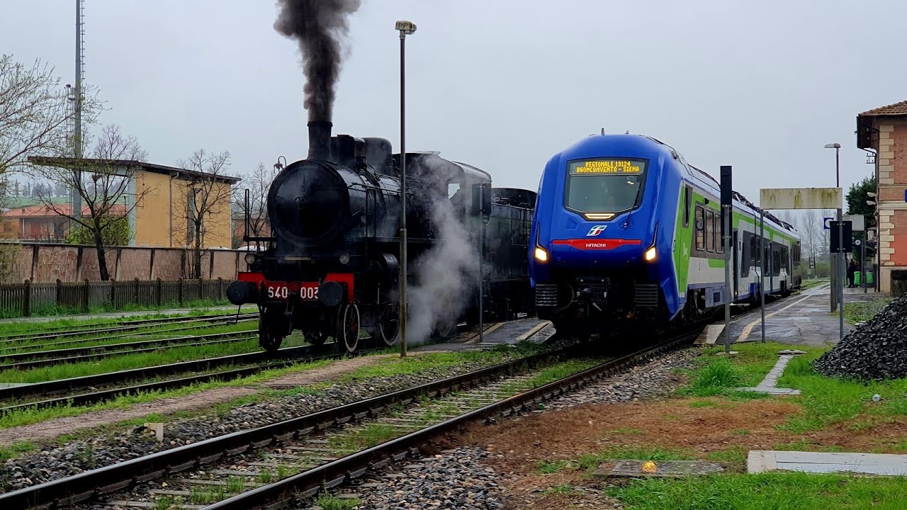 Treno Storico con 640 003 e Regionale Blues Hybrid a Buonconvento (Siena)