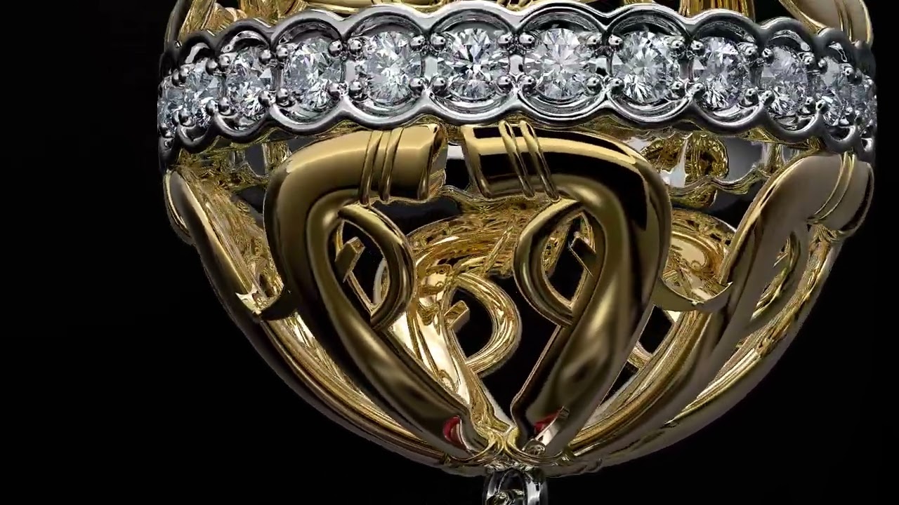 The Gilded Cage: 3D Animation of a Gold, Ruby & Diamond Statement Earring | Prola