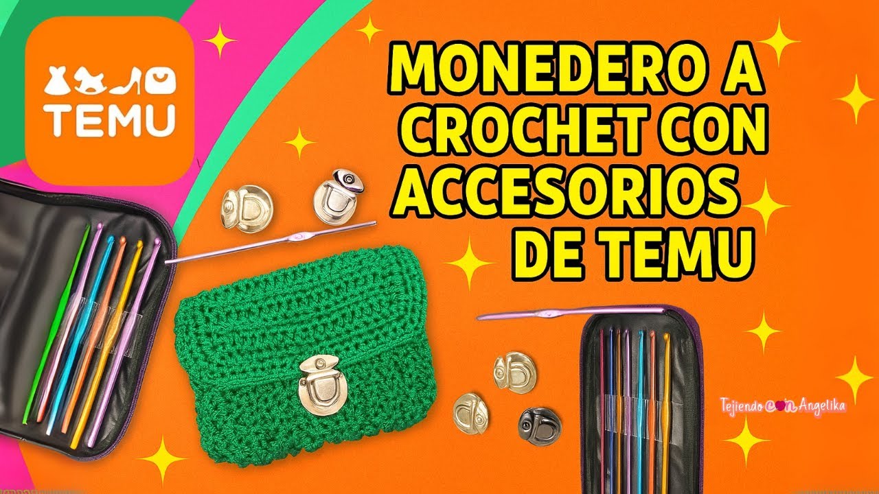 “Monedero Tejido a Crochet 👜 con Accesorios De TEMU  Súper Práctico #crochet #temu #comprastemu