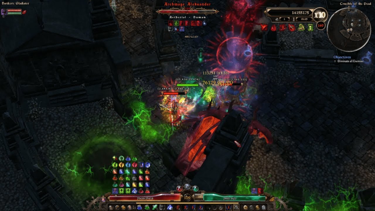 HARDCORE Gladiator Crucible 150-170 VS Acid Shadow Strike PURE Nightblade (Grim Dawn)
