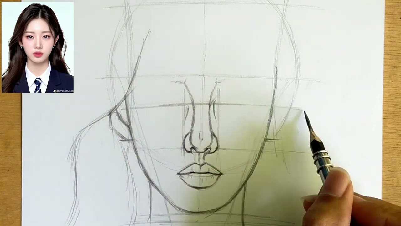 Sketching Rora (로라) from the K-pop girl group BabyMonster using the Loomis method