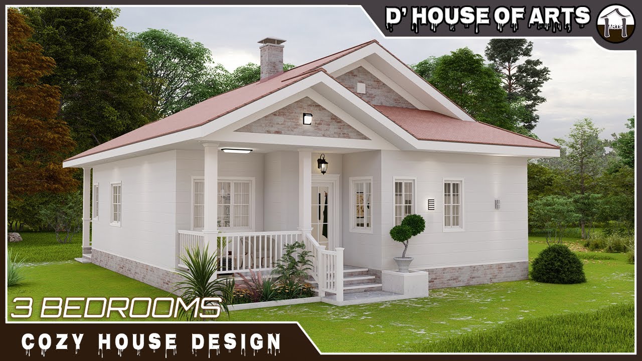 3 BEDROOMS | Cozy House Design | Small House Design Idea | 99 SQM.(9m. x 11m.)/(1,065 Sqft.) | 2 T&B